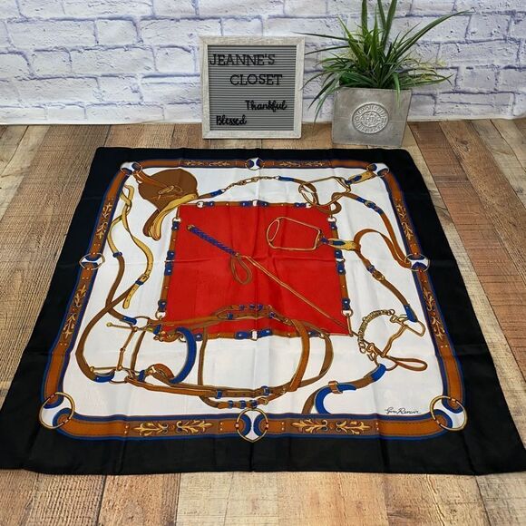 Gim Renoir vintage scarf equestrian print - Picture 2 of 10